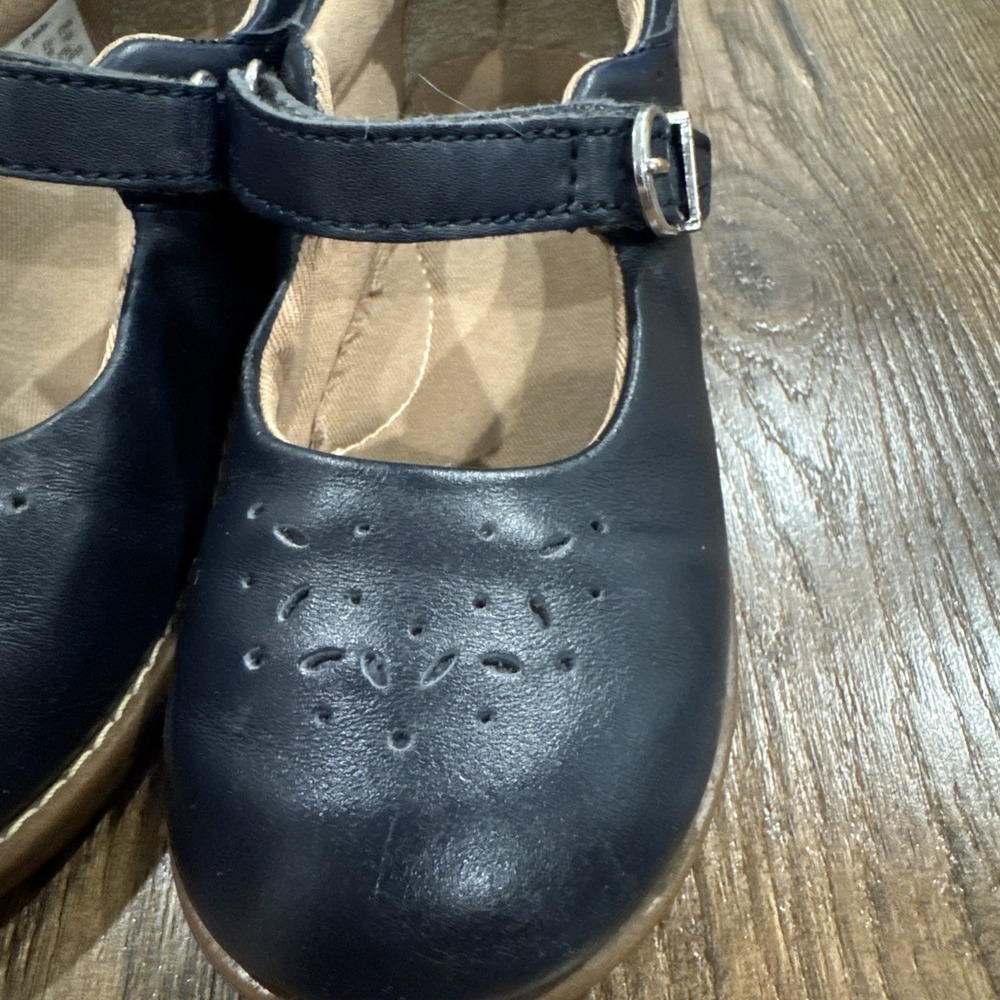 Stride Rite Toddler Girl Leather Mary Jane Shoes~Size 10 Navy Rubber Sole GUC